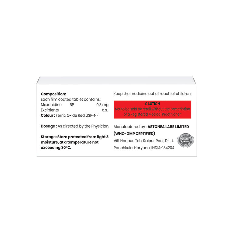 Box of Moxonidine tablets 0.3mg Composition image