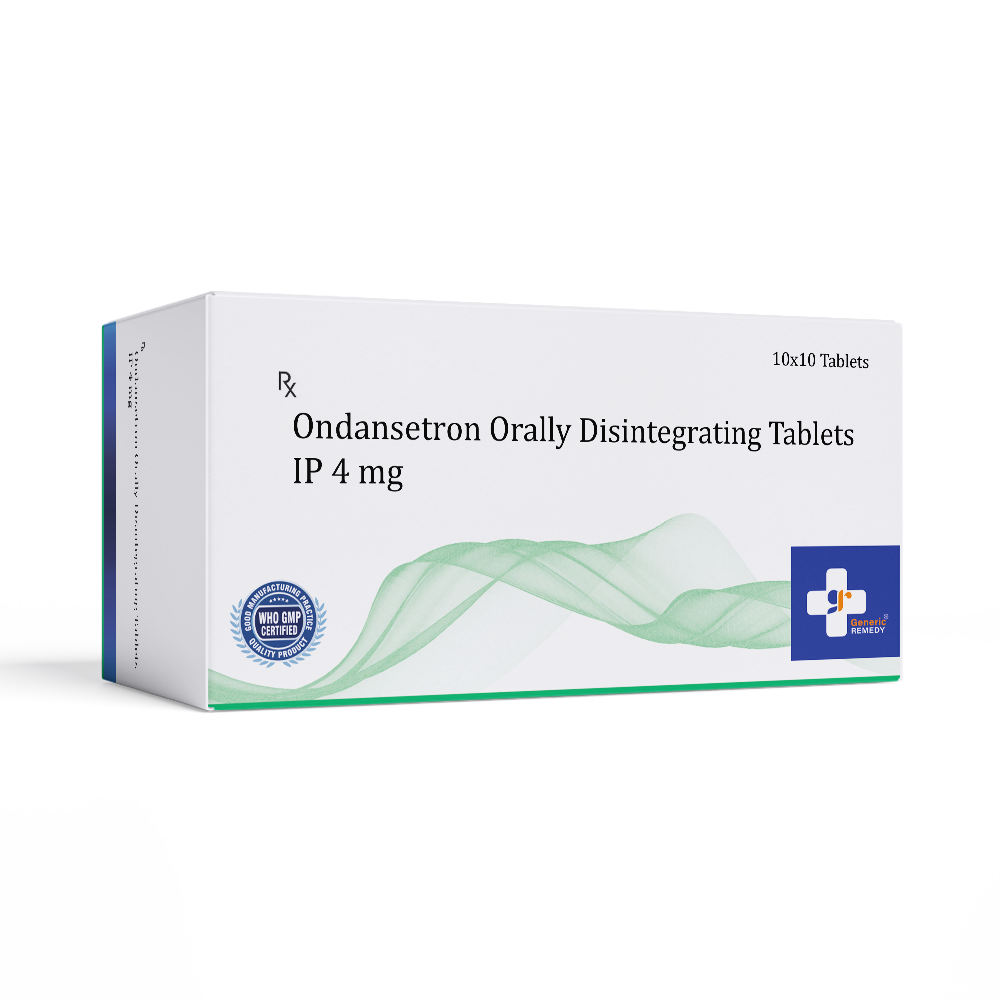 Box of Ondansetron Orally Disintegrating tablets 4 mg front image