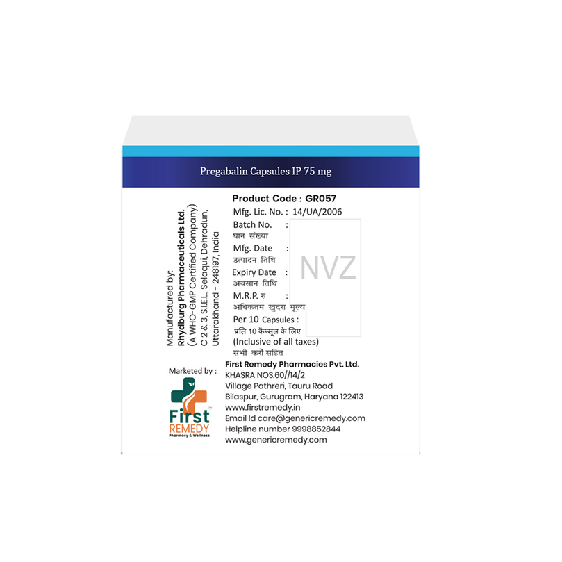 Box of Pregabalin Capsules 75mg back image