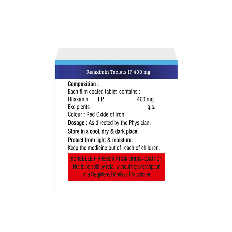 Box of Rifaximin tablets 400mg composition image