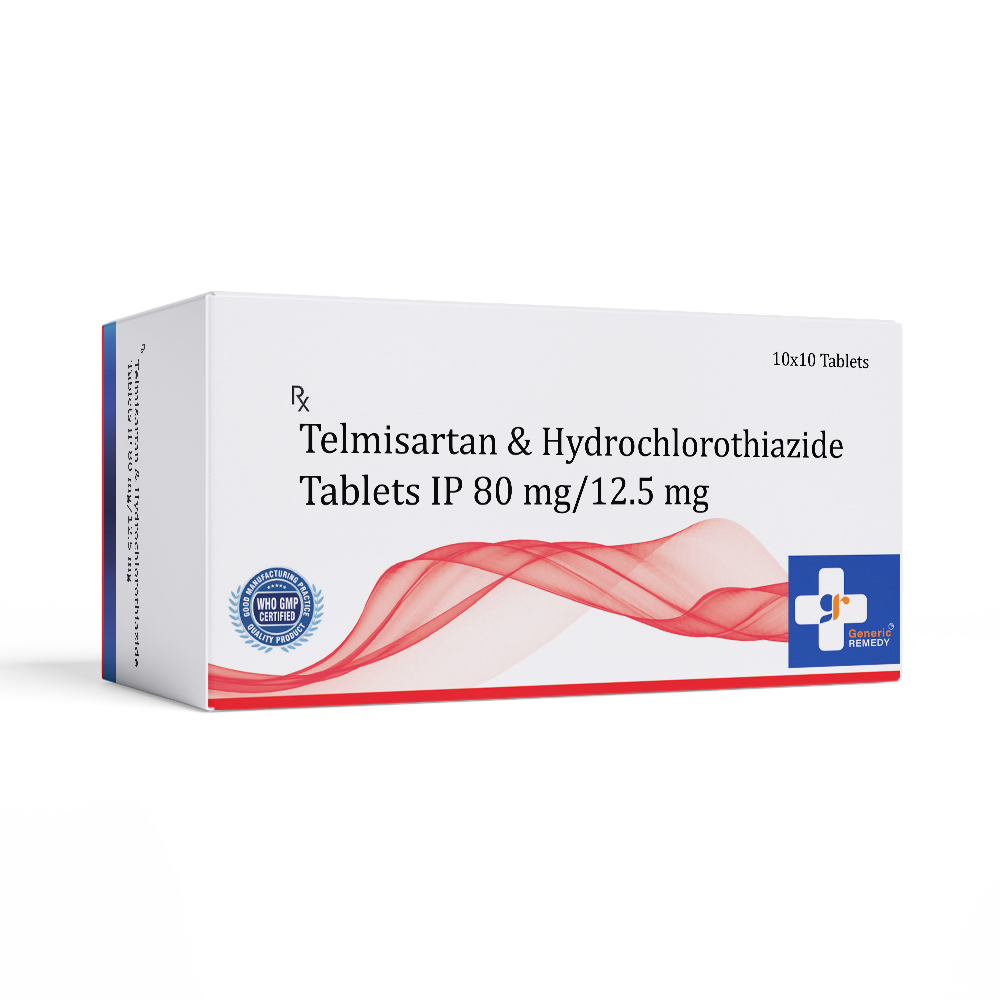 Box of Telmisartan & Hydrochlorothiazide tablets 80mg/12.5mg front image