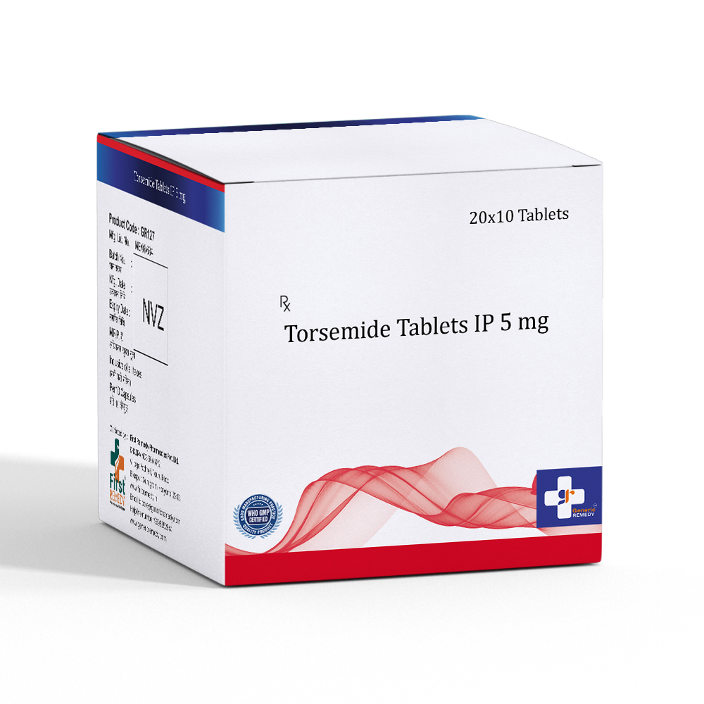 Box of Torsemide tablets 5mg front image