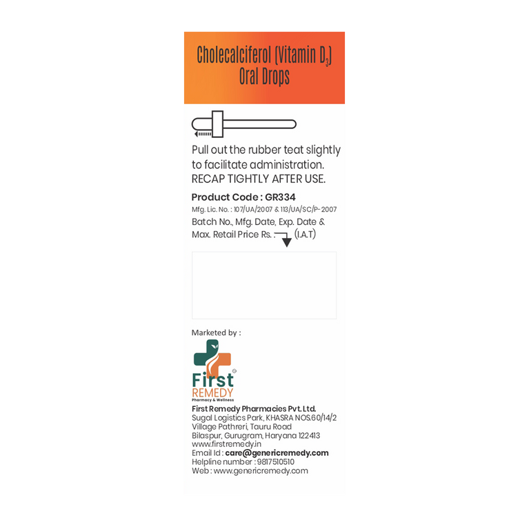 Cholecalciferol Vitamin D3 Oral Drops Back image 3