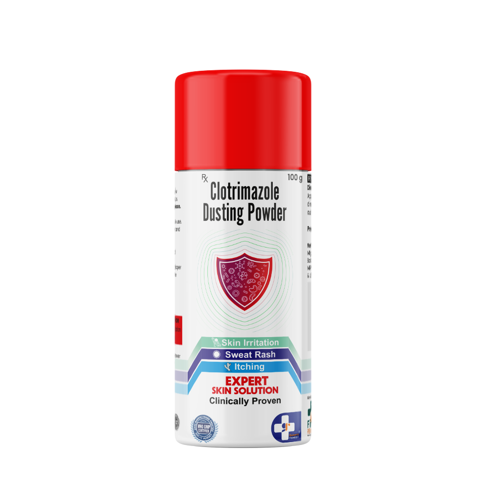 Bottle of Clotrimazole 100gm dusting powder front image
