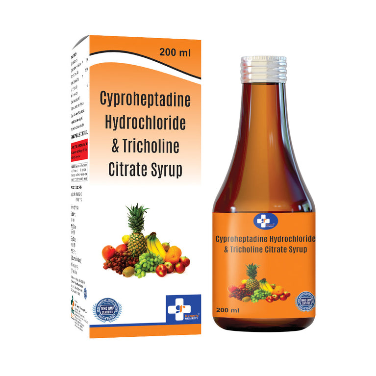 Cyproheptadine 2mg, Tricholine Citrate 275mg & Sorbitol 2gm per 5ml IP 200ml