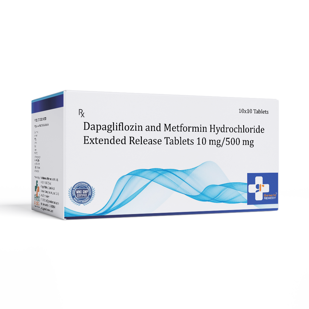 Dapagliflozin 10mg & Metformin Hydrochloride ER 500mg tablets front image
