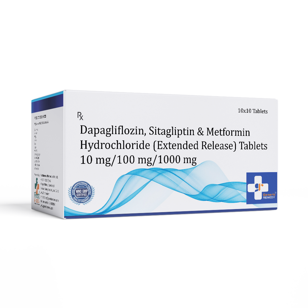 Dapagliflozin, Sitagliptin & Metformin Hydrochloride ER tablets 10/100/1000 mg front image