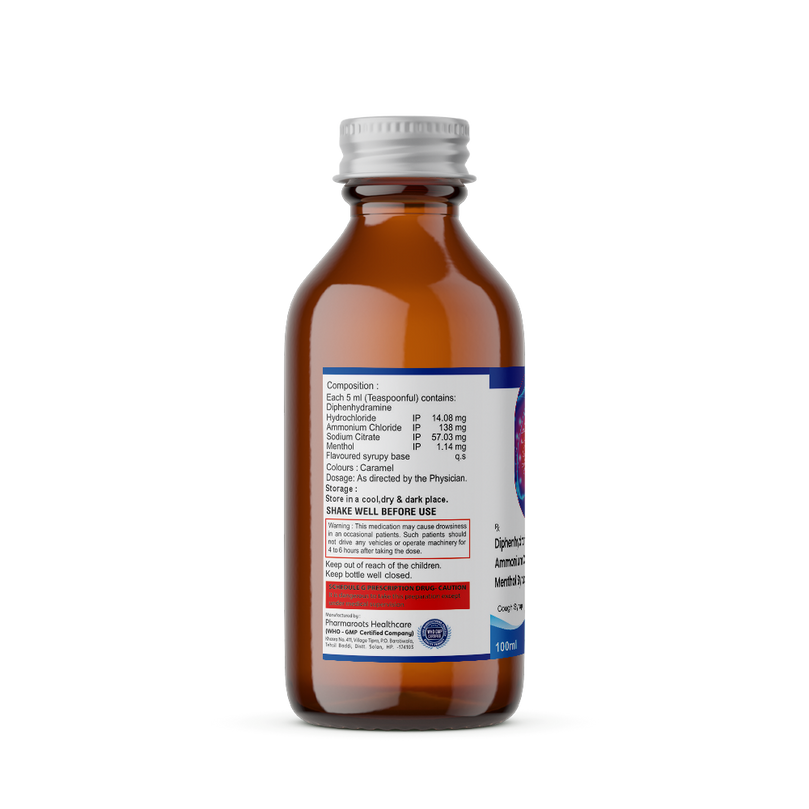 Diphenhydramine Hydrochloride, Ammonium Chloride, Sodium Citrate Menthol syrup composition image