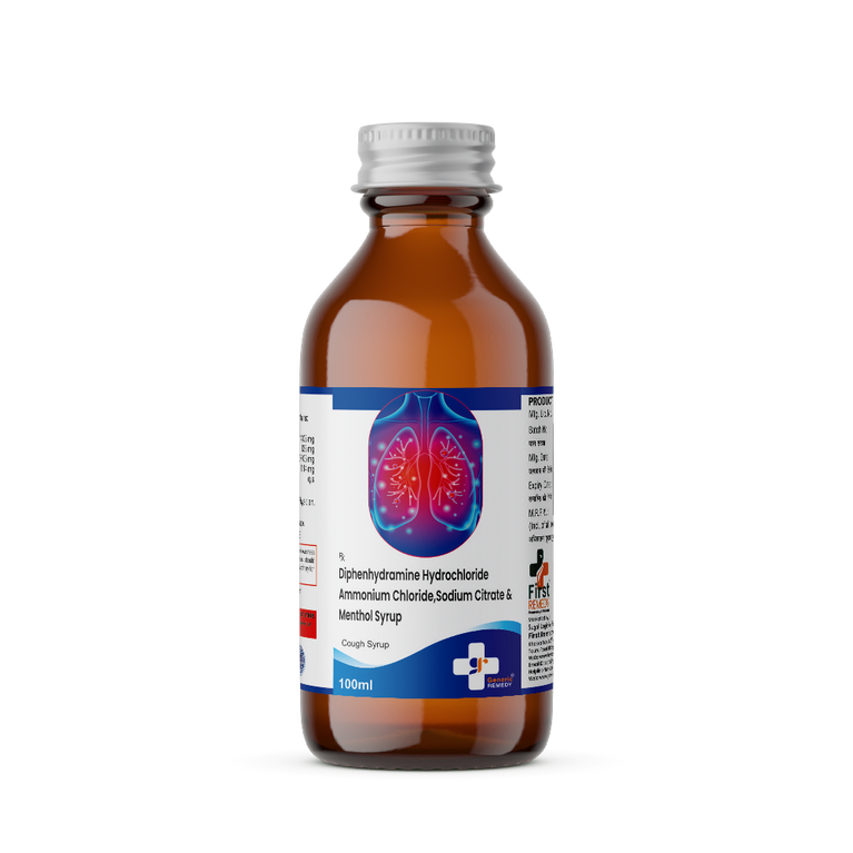 Diphenhydramine Hydrochloride, Ammonium Chloride, Sodium Citrate Menthol syrup front image
