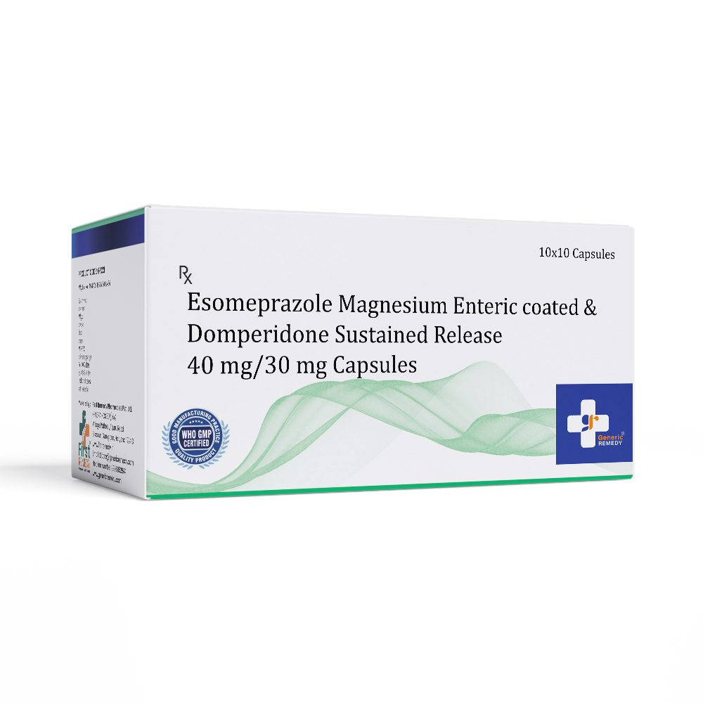 Esomeprazole 40mg (Enteric-Coated) & Domperidone 30mg (Sustained Release) Capsules IP