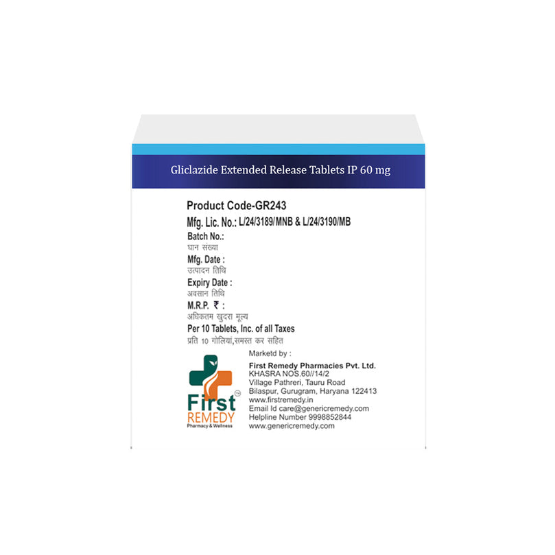 Box of Gliclazide Extended-Release tablets 60 mg back image