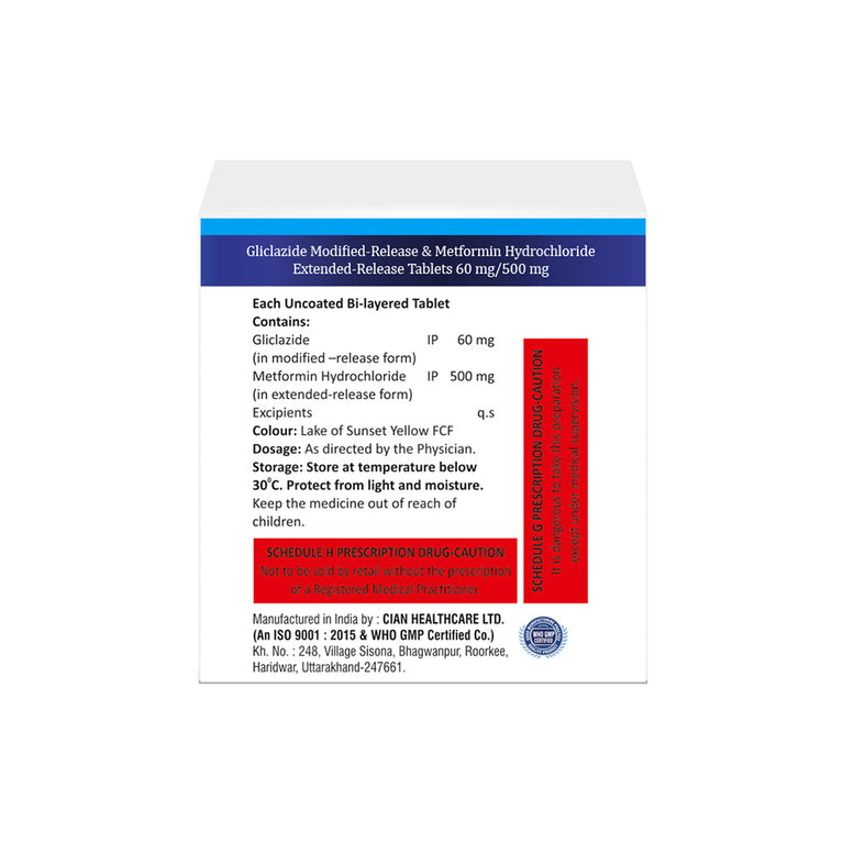 Glimepiride 1 mg & Metformin Sustained Release Tablet 1000 mg IP