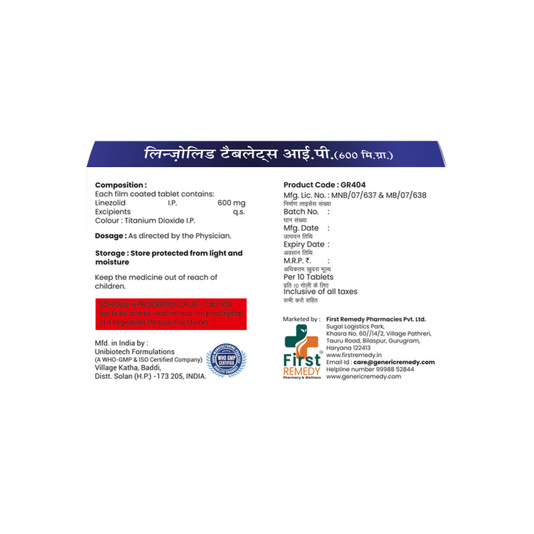 Linezolid Tablets IP 600 mg