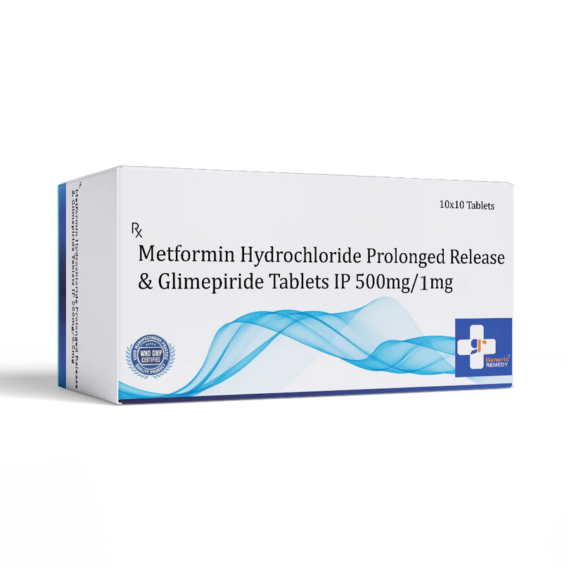 Metformin hydrochloride PR 500mg & Glimepiride tablets 1mg front image