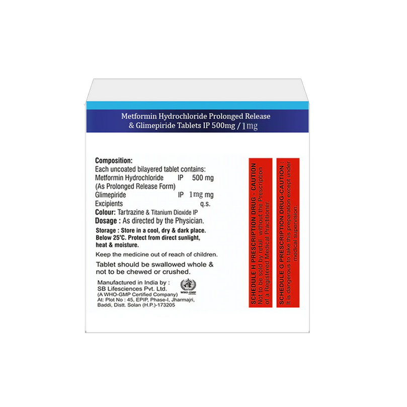Metformin hydrochloride PR & Glimepiride tablets composition image
