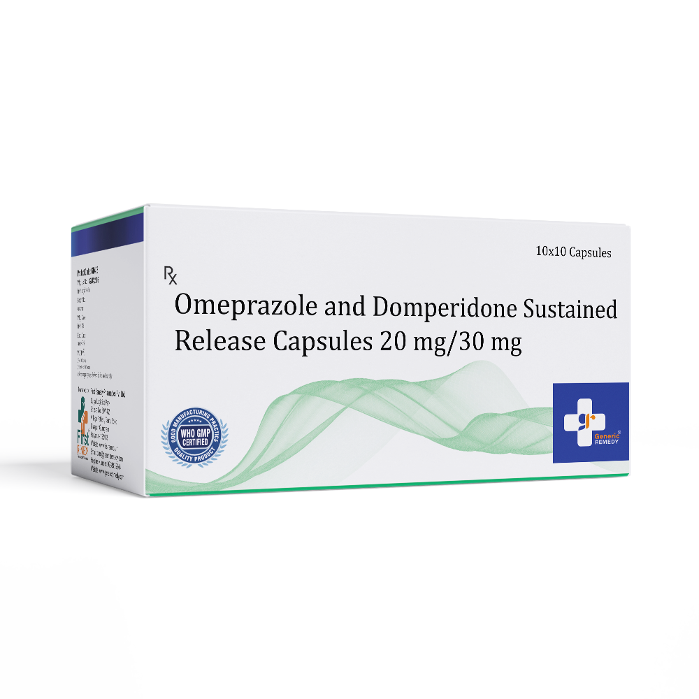 Omeprazole Gastro-resistant 20mg and Domperidone Sustained Release 30mg Capsules IP