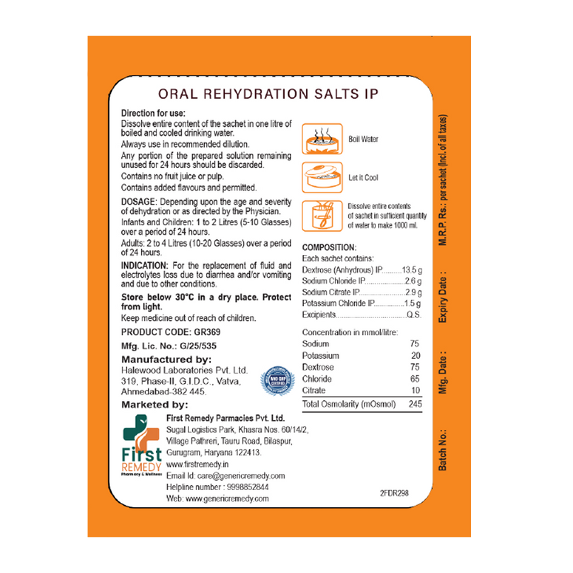 ORS Orange Flavor Sachet Back image