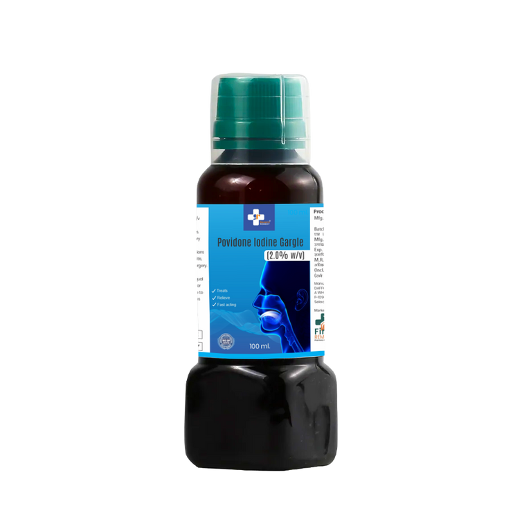 Bottle of Povidone Iodine Gargle 2% w/v front image