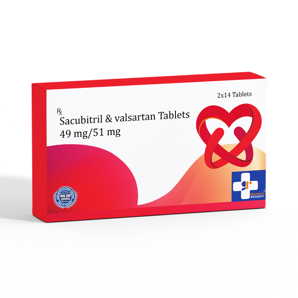 box of Sacubitril & Valsartan tablets 49mg/51mg front image