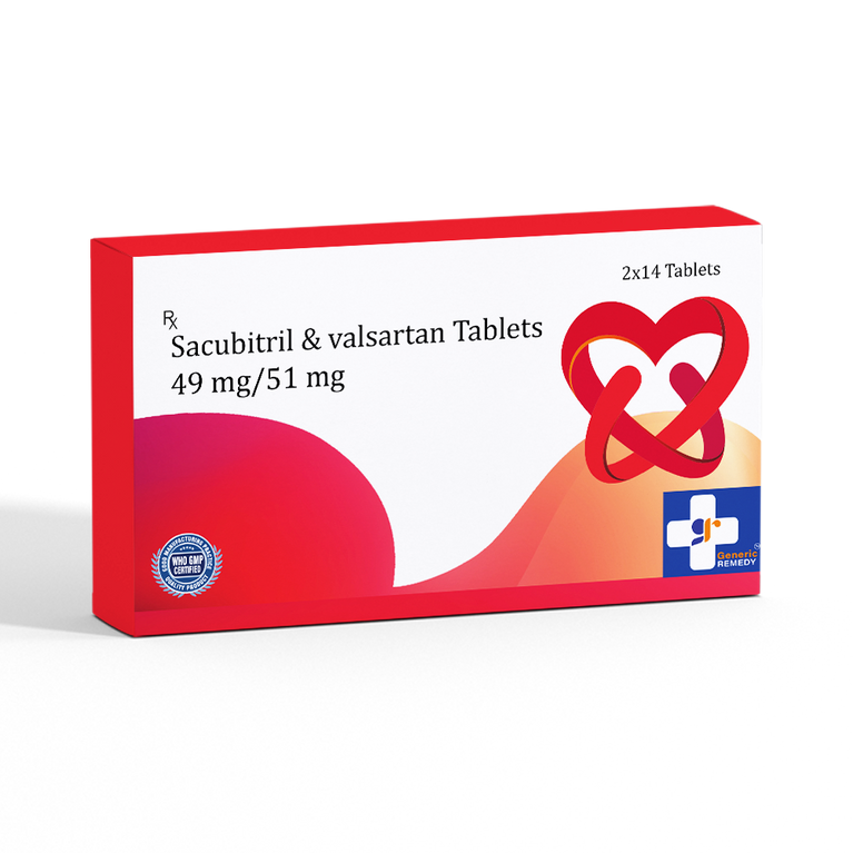  box of Sacubitril & Valsartan tablets 49mg/51mg front image