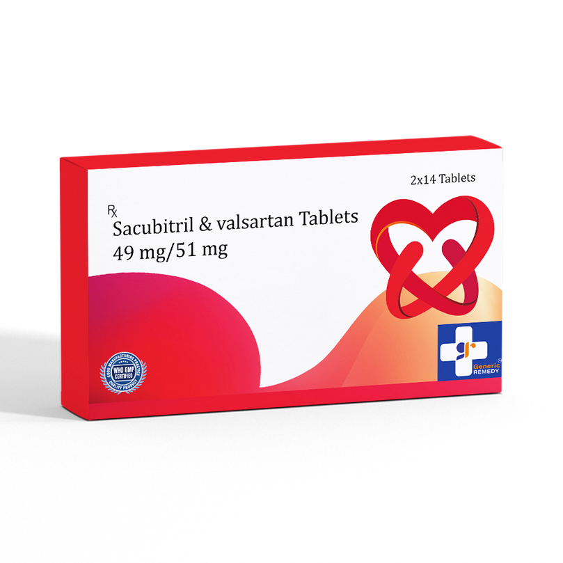  box of Sacubitril & Valsartan tablets 49mg/51mg front image