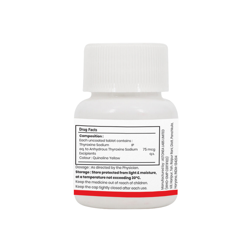 Thyroxine sodium tablets 75mcg composition image