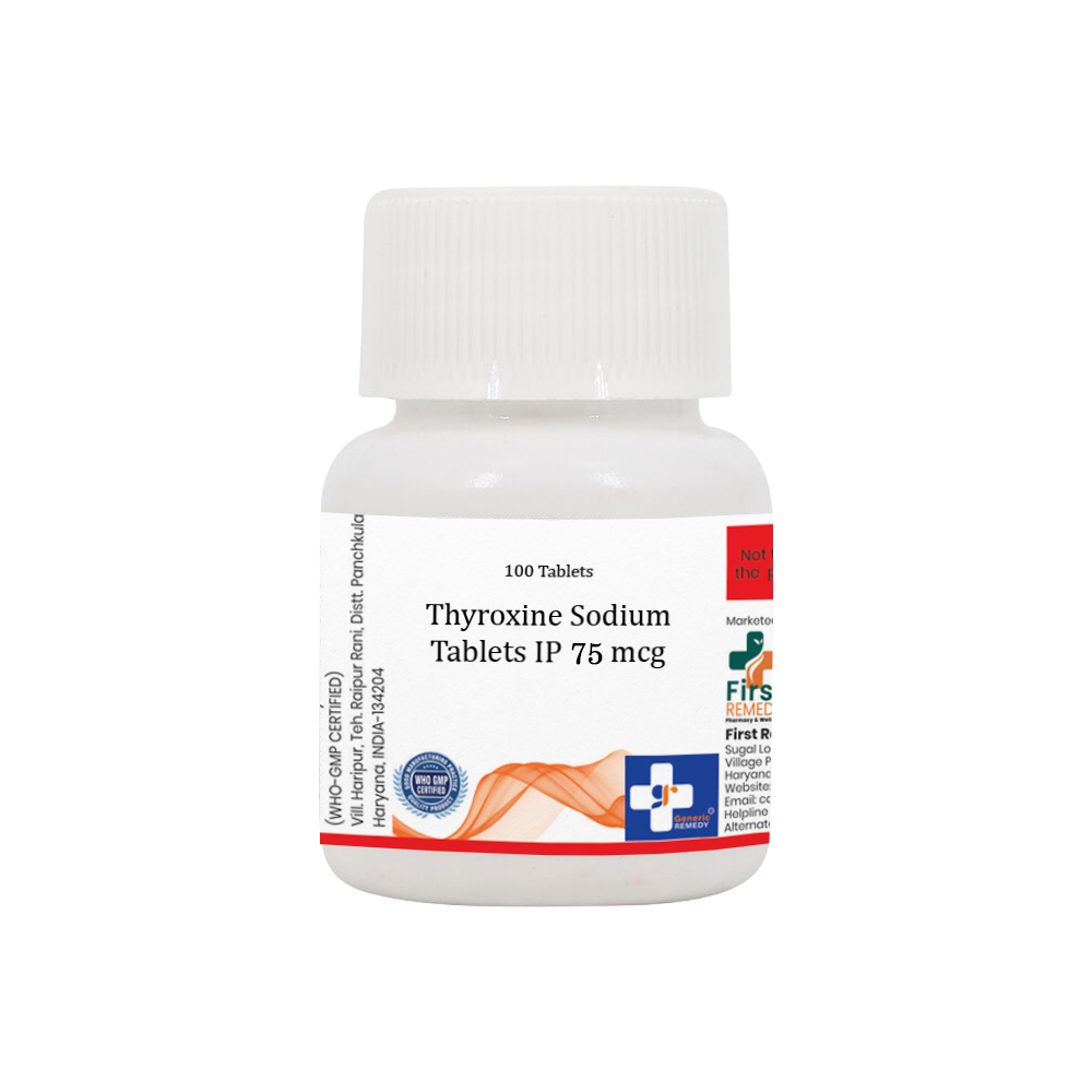 Thyroxine sodium tablets 75mcg front image