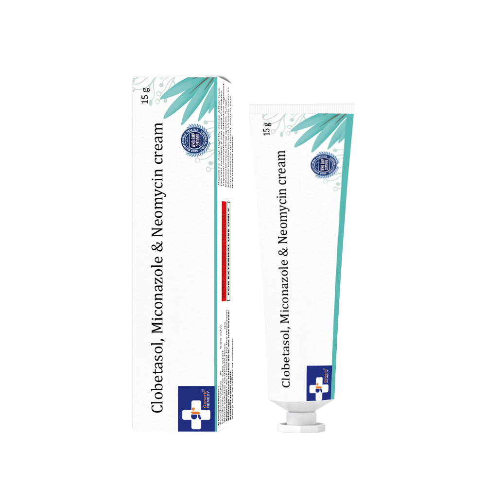 Tube of Clobetasol, Miconazole & Neomycin Cream front image