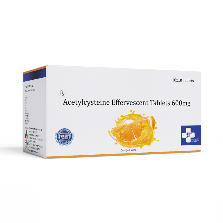 Box of Acetylcysteine Effervescent tablets 600mg front image 