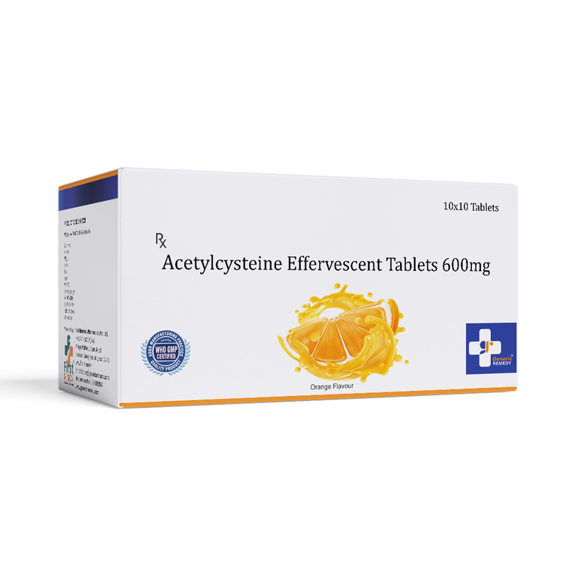 Box of Acetylcysteine Effervescent tablets 600mg front image 