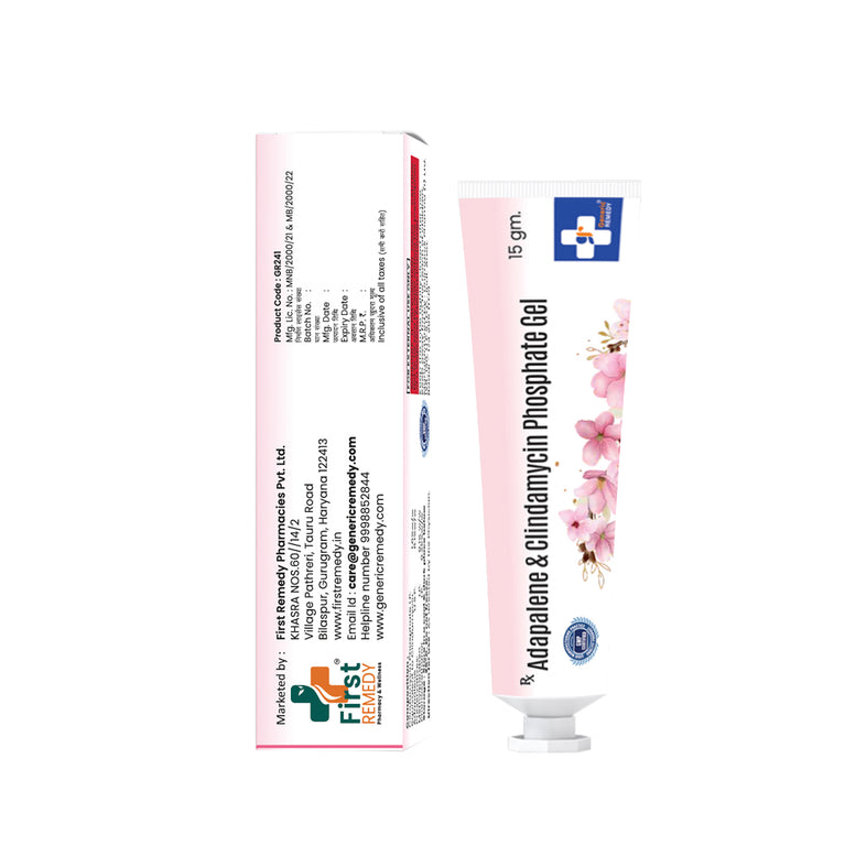 Tube of Adapalene & Clindamycin Phosphate gel back image