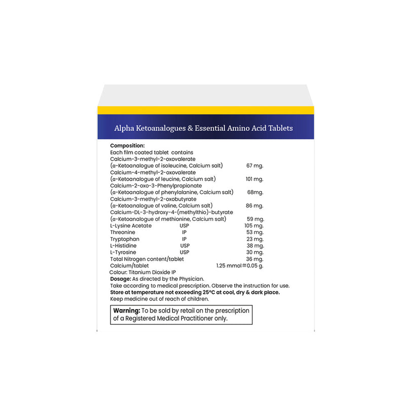 Box of Alpha Ketoanalogues & Essential Amino Acid tablets composition image