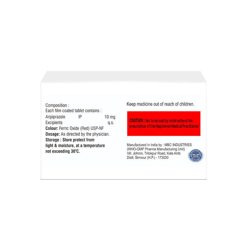 Box of Aripiprazole tablets 10mg composition image 