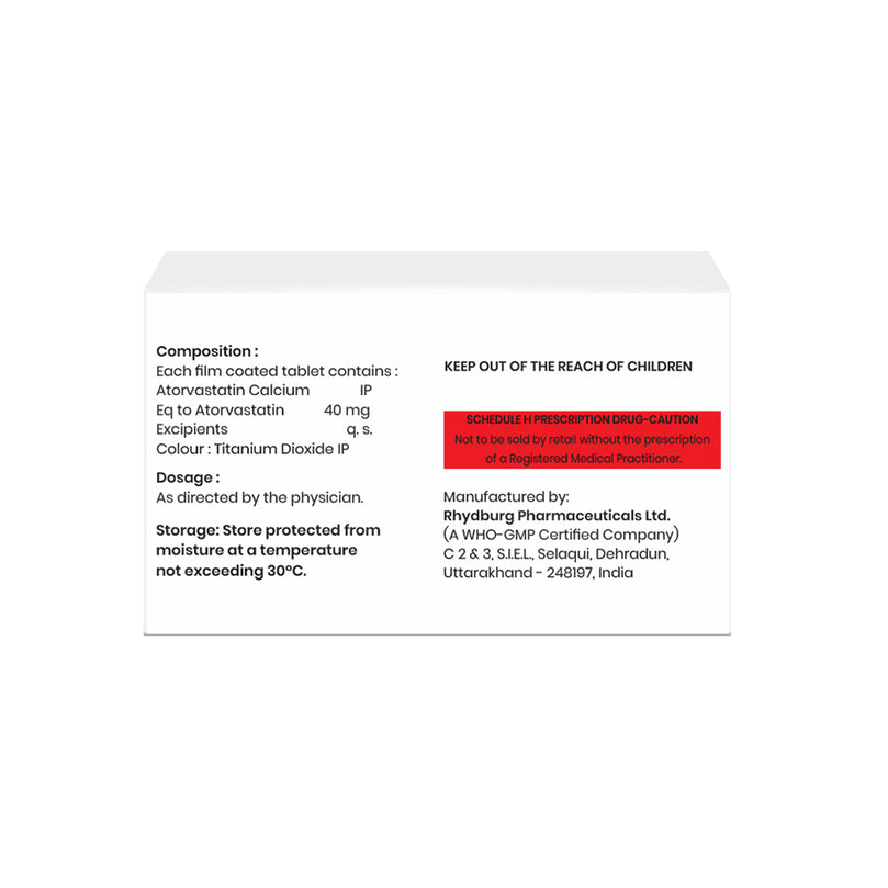 Box of Atorvastatin tablets 40mg front image