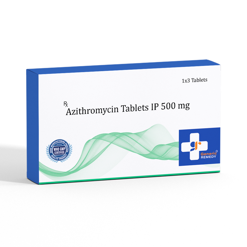 Box of Azithromycin tablets 500mg front image