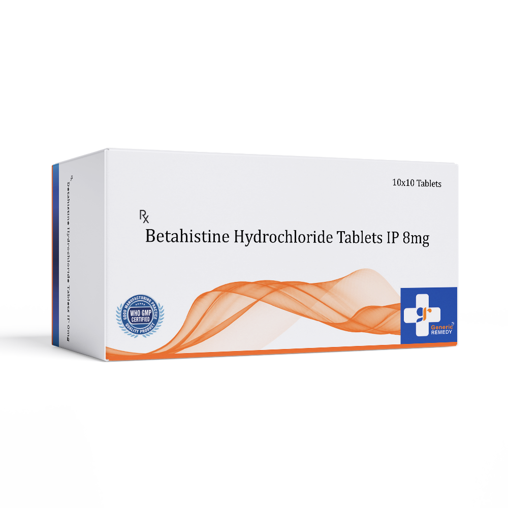 Box of Betahistine tablets 8mg front image
