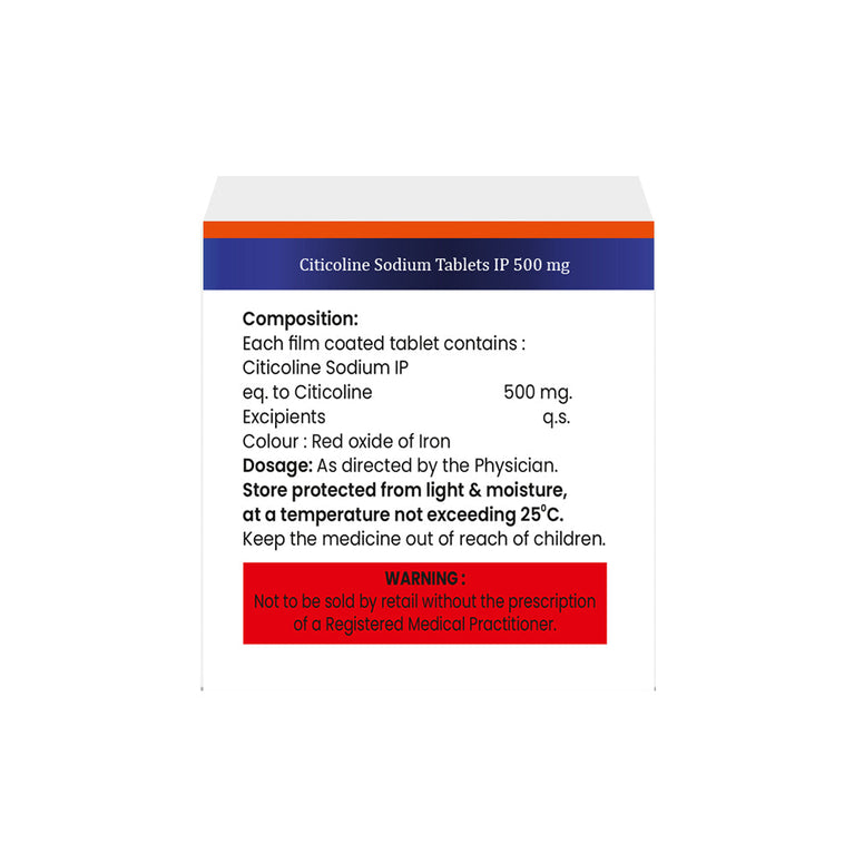 Box of citicoline tablets 500mg composition image