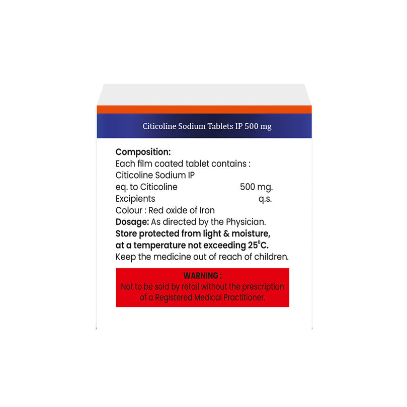 Box of citicoline tablets 500mg composition image