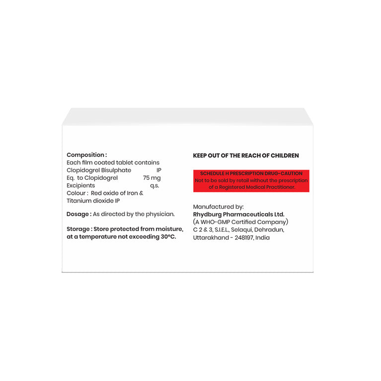 Box of clopidogrel tablets 75mg composition image