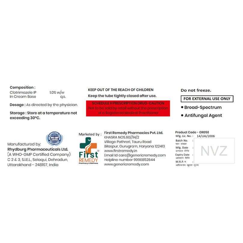Tube of Clotrimazole cream 1% back image