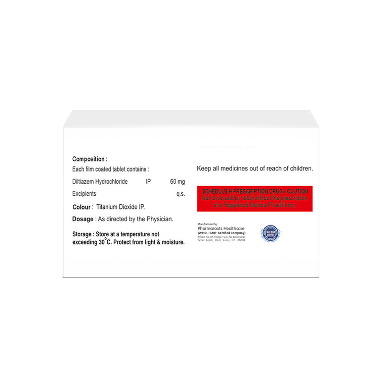 Box of Diltiazem tablets 60mg composition image