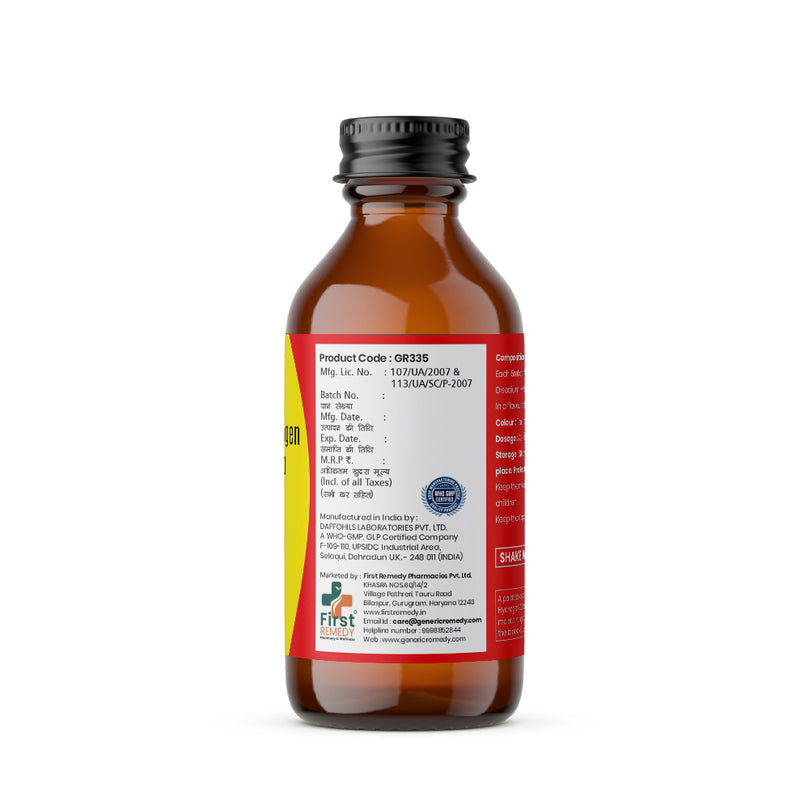 Bottle of Disodium Hydrogen Citrate syrup Alkalizer back image