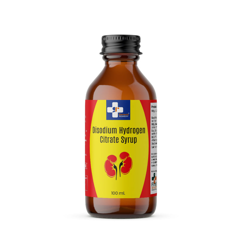 Bottle of Disodium Hydrogen Citrate syrup Alkalizer front image