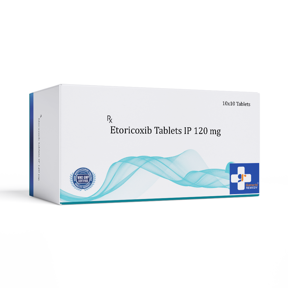 Box of Etoricoxib tablets 120mg front image