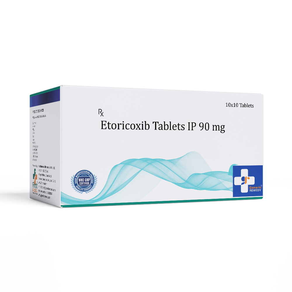 Box of Etoricoxib tablets 90mg front image