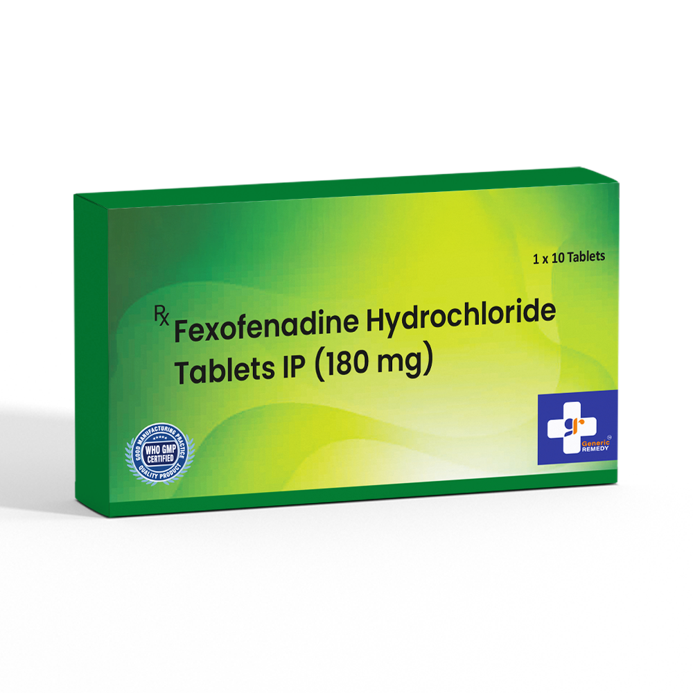 Box of Fexofenadine Hydrochloride tablet 180mg front image