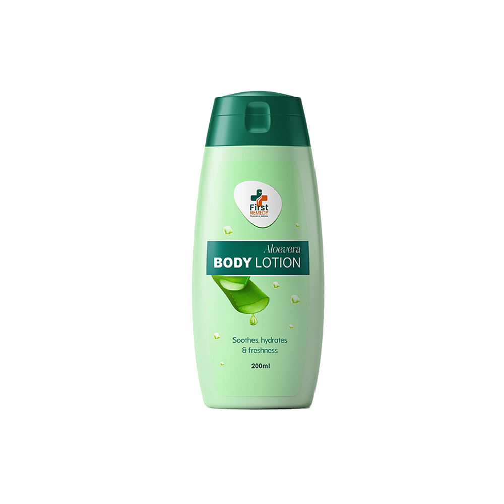 Bottle of First Remedy Aloe vera Body Lotion front image