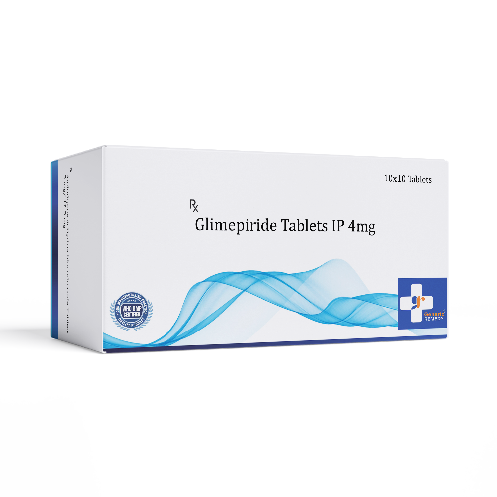 Box of Glimepiride tablets 4mg front image
