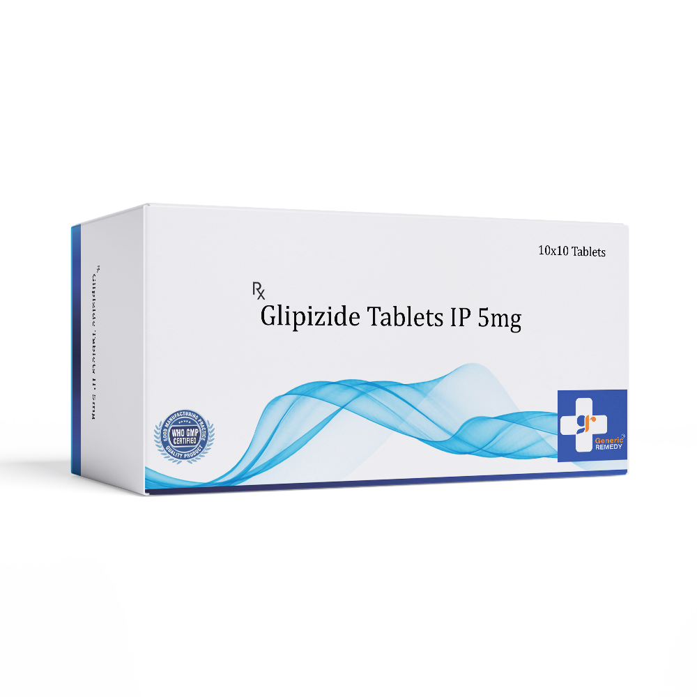 Box of Glipizide tablet 5mg front image