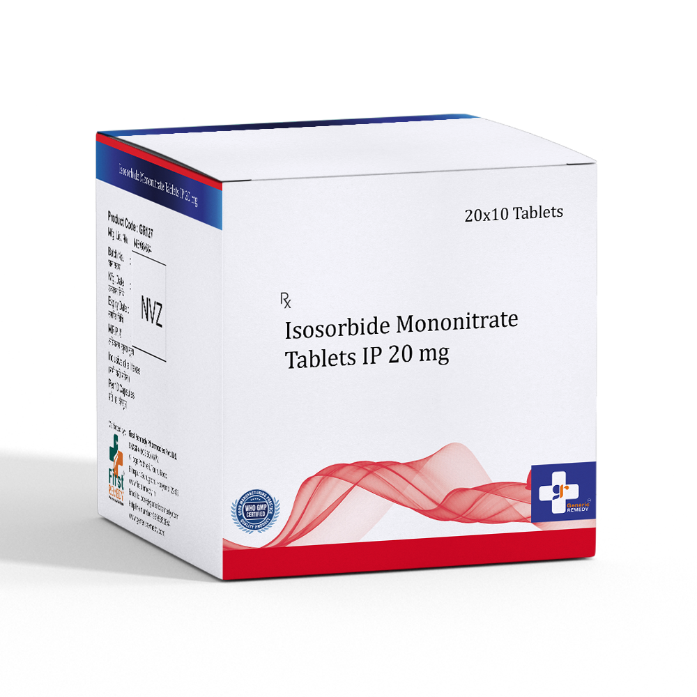 Box of Isosorbide Mononitrate Tablets 20mg front image